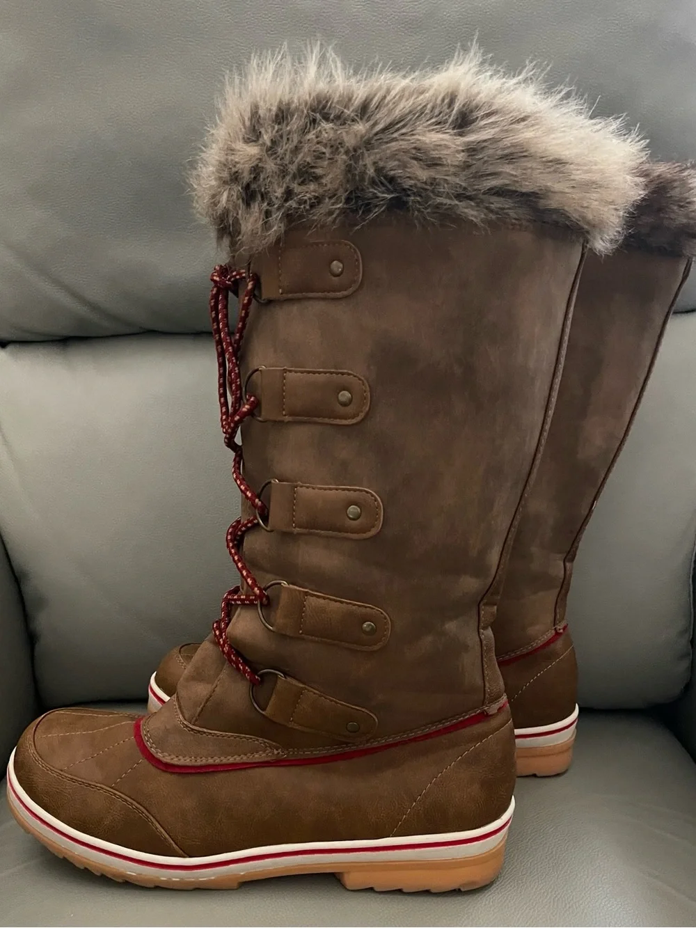 NWT Lane Bryant Tall Wide-Calf Faux-Fur Trim Women's Winter Boots, Size 12W
